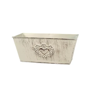 Szögletes szívmintás cink tál krém 23,5 x 13 x 10cm